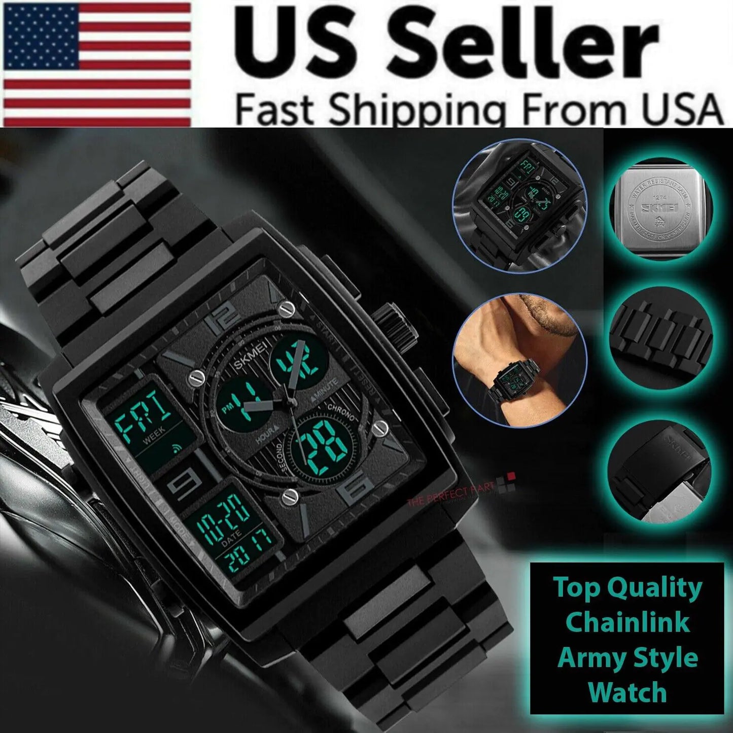 Watches Men's Digital Army Military Sport Quartz Analog Waterproof Watch US