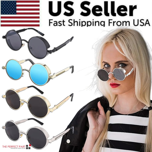 Unisex sunglasses polarized round retro for men women Vintage gothic Steampunk glasses