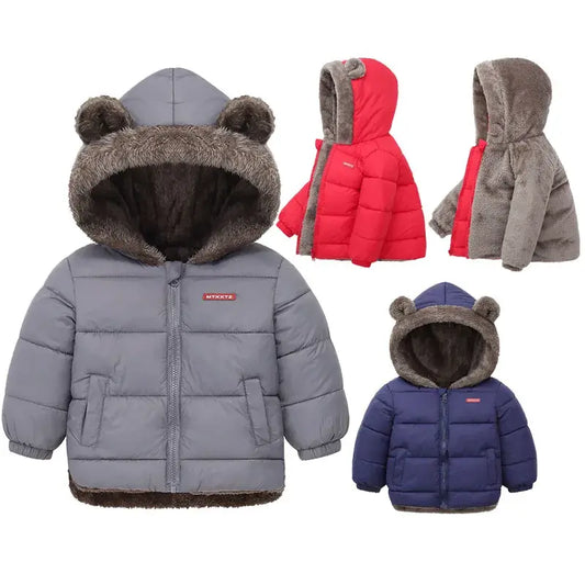 New Winter Children's Jacket for Boys and Girls Super Soft and Warm Thick Velvet Jacket Fashion Coat with Hood for Baby